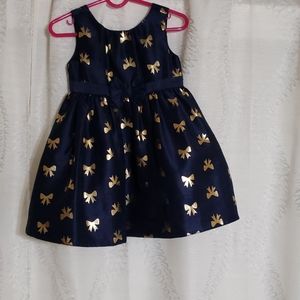 Navy bow printed dress